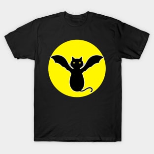 Cute Cat Bat And The Moon T-Shirt